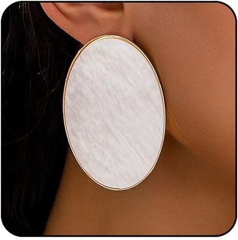 White Statement Earrings for Women Black Blue Red Acrylic Earrings Big Oval Round Earring Large Chunky Earrings Irregular Geometric Drop Dangle Earring Chunky Jewelry in Kuwait