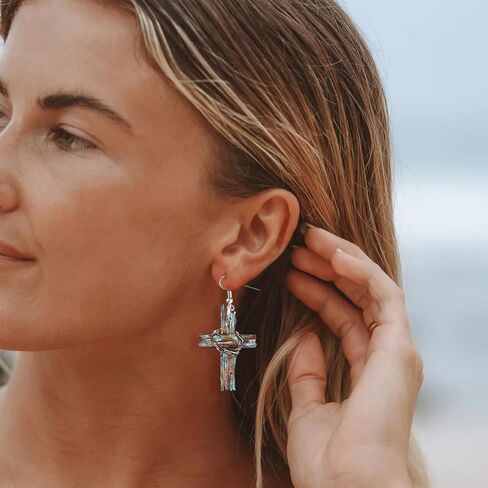 Cross Earrings Wooden Cross Boho Earrings for Women Vintage Bohemian Patriotic Jeweley Unique Gifts for Women Trendy in Saudi Arabia