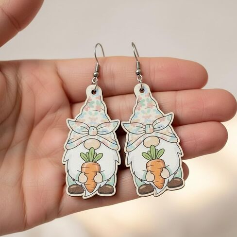 Colorful Easter Rabbit Wooden Dangle Earrings, Cute Handmade Lightweight Bunny Drop Earrings for Women, Girls, Teens, Festive Spring Jewelry for Easter, Parties, Gifts, Egg Hunt Outfit in Saudi Arabia