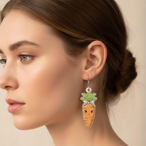 Colorful Easter Rabbit Wooden Dangle Earrings, Cute Handmade Lightweight Bunny Drop Earrings for Women, Girls, Teens, Festive Spring Jewelry for Easter, Parties, Gifts, Egg Hunt Outfit in Saudi Arabia
