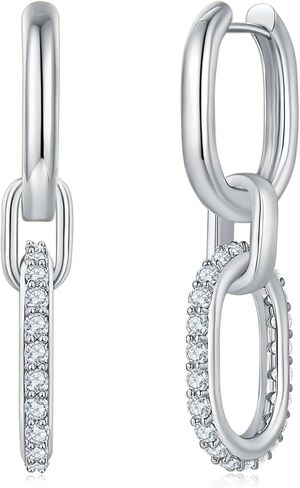 MINDDHA 14K Gold Plated Paperclip Link Dangle Earrings for Women - Trendy, Lightweight, 925 Sterling Silver Post Statement Earrings for Women - Elegant Gold Jewelry for Christmas Gifts - 35x14mm in Kuwait