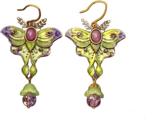 Colorful Butterfly Earrings, Vintage Enamel Fun Cottage Core Unique Moth Drop Earrings, Suitable For Festivals And Parties in Kuwait