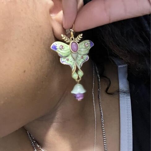 Colorful Butterfly Earrings, Vintage Enamel Fun Cottage Core Unique Moth Drop Earrings, Suitable For Festivals And Parties in Kuwait