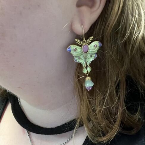 Colorful Butterfly Earrings, Vintage Enamel Fun Cottage Core Unique Moth Drop Earrings, Suitable For Festivals And Parties in Kuwait