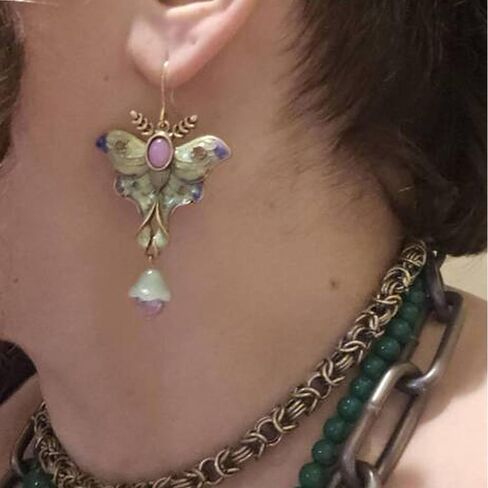 Colorful Butterfly Earrings, Vintage Enamel Fun Cottage Core Unique Moth Drop Earrings, Suitable For Festivals And Parties in Kuwait