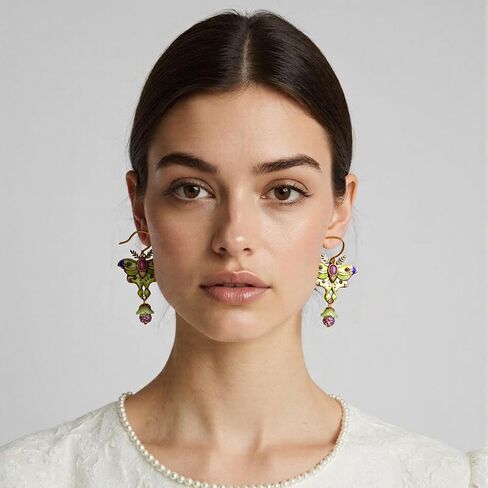 Colorful Butterfly Earrings, Vintage Enamel Fun Cottage Core Unique Moth Drop Earrings, Suitable For Festivals And Parties in Kuwait