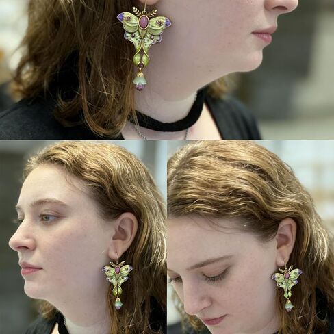 Colorful Butterfly Earrings, Vintage Enamel Fun Cottage Core Unique Moth Drop Earrings, Suitable For Festivals And Parties in Kuwait