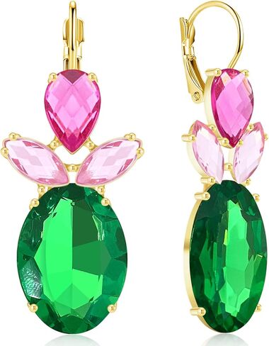 Bohemian Sparkly Crystal Pineapple Dangle Drop Earrings Rhinestone Fruit Leverback Earrings For Women in Saudi Arabia