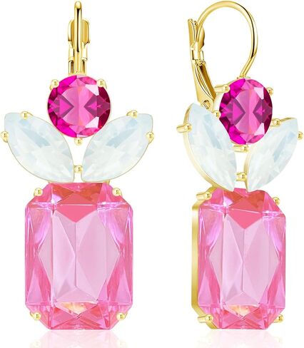 Bohemian Sparkly Crystal Pineapple Dangle Drop Earrings Rhinestone Fruit Leverback Earrings For Women in Kuwait