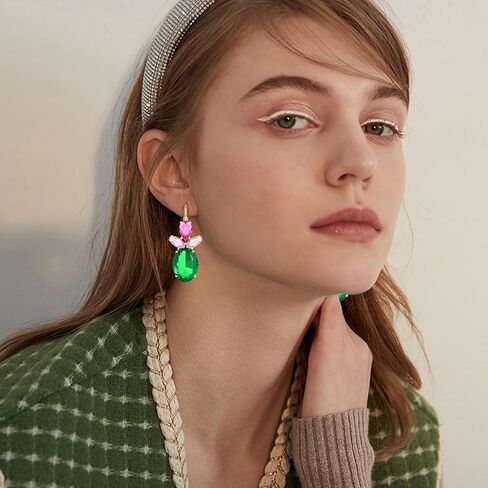 Bohemian Sparkly Crystal Pineapple Dangle Drop Earrings Rhinestone Fruit Leverback Earrings For Women in Saudi Arabia