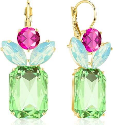 Bohemian Sparkly Crystal Pineapple Dangle Drop Earrings Rhinestone Fruit Leverback Earrings For Women in Saudi Arabia