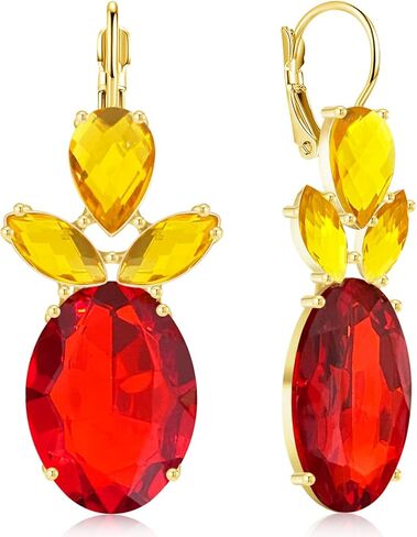 Bohemian Sparkly Crystal Pineapple Dangle Drop Earrings Rhinestone Fruit Leverback Earrings For Women in Saudi Arabia