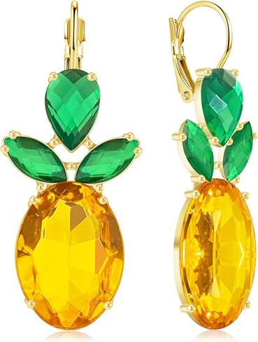 Bohemian Sparkly Crystal Pineapple Dangle Drop Earrings Rhinestone Fruit Leverback Earrings For Women in Saudi Arabia