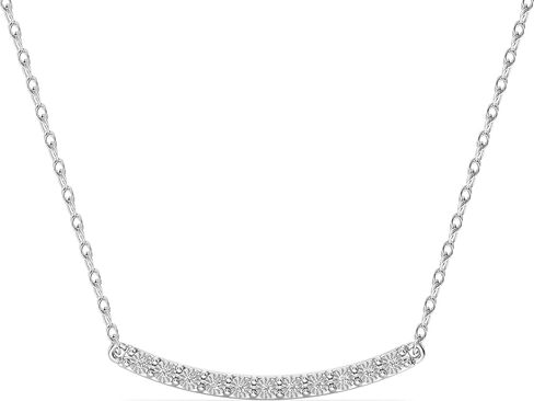 Itsy Bitsy by Gilded Sterling Silver Diamond Necklace, 0.10 Cttw, SI1 F-Color Lab Grown Diamond, 18" Chain with Spring-Ring Lock in Kuwait