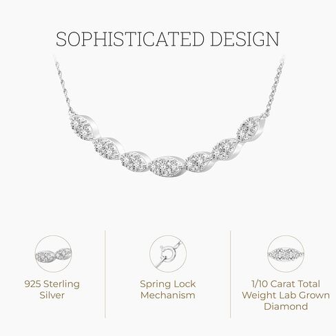 Itsy Bitsy by Gilded Sterling Silver Diamond Necklace, 0.10 Cttw, SI1 F-Color Lab Grown Diamond, 18" Chain with Spring-Ring Lock in Saudi Arabia