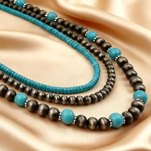 Navajo Pearl Necklace Earrings Set Western Turquoise Jewelry for Women Navajo Pearl Beaded Necklace for Nashville Outfit Western Dress Country Concert Accessories Gifts in Saudi Arabia