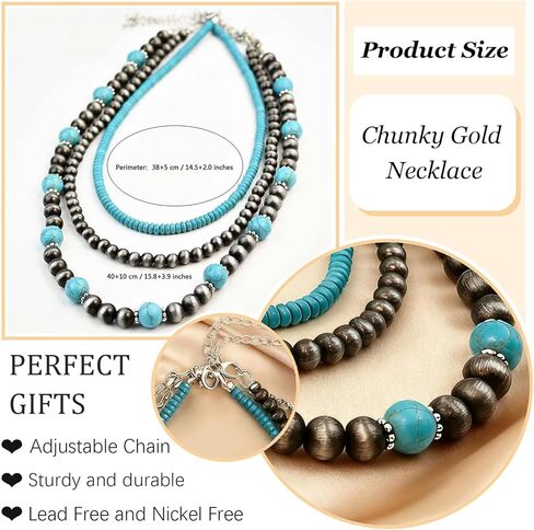 Navajo Pearl Necklace Earrings Set Western Turquoise Jewelry for Women Navajo Pearl Beaded Necklace for Nashville Outfit Western Dress Country Concert Accessories Gifts in Saudi Arabia