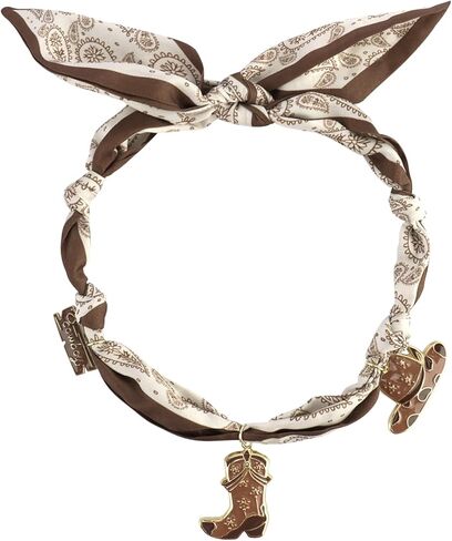CUBACO Scarf Necklace with Charm Bandana Necklace with Cowgirl Cowboy Boot Hat Charms Pendants Western Necklace for Women Cowgirl Accessories for Women Girls Western Outfit for Women Pink/Brown in Kuwait