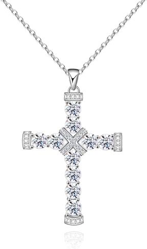 ACECHA Silver Cross Necklace for Women, Silver Plated CZ Cross Pendant, Dainty Faith Crucifix Necklaces, Jewelry Gift for Teen Mom Wife Women for Christmas Birthday in Kuwait