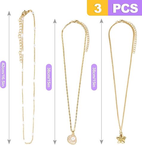 3Pcs Dainty Seashell Necklace Women Handmade Gold Plated Summer Beach Wear Adjustable Boho Cowrie Shell Choker Ocean Inspired Gifts for Her Natural Layering Pendant Necklace in Kuwait