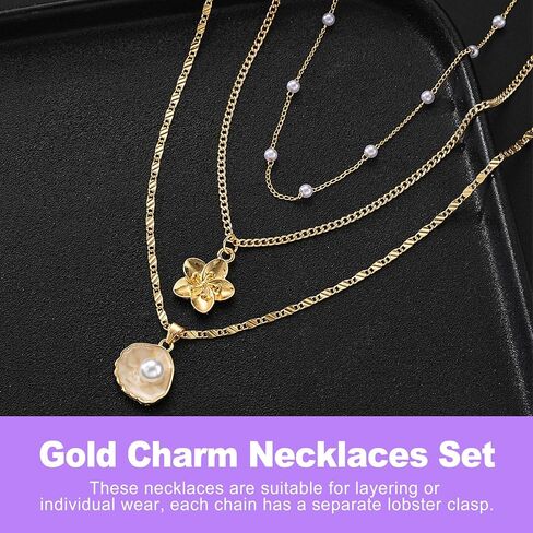 3Pcs Dainty Seashell Necklace Women Handmade Gold Plated Summer Beach Wear Adjustable Boho Cowrie Shell Choker Ocean Inspired Gifts for Her Natural Layering Pendant Necklace in Kuwait