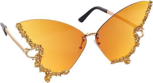 Women's Retro Butterfly Shape Diamond Rimless Sunglasses in Kuwait