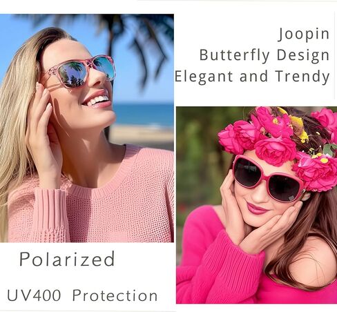 Joopin Mirrored Pink Square & Hot Pink Jackie Sunglasses Bundle, Trendy Oversized Sun Glasses Polarized UV400 Protection Designer Shades for Women Shady Rays Sunnies in Kuwait