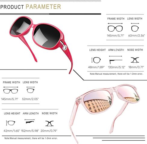 Joopin Mirrored Pink Square & Hot Pink Jackie Sunglasses Bundle, Trendy Oversized Sun Glasses Polarized UV400 Protection Designer Shades for Women Shady Rays Sunnies in Kuwait