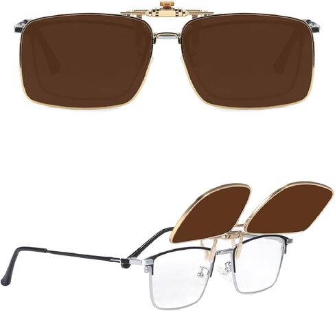 نظارات شمسية Myiaur ذات مشبك للارتداء فوق النظارات للرجال والنساء، نظارات مستقطبة قابلة للطي بإطار معدني للحماية من الأشعة فوق البنفسجية 400 in Kuwait