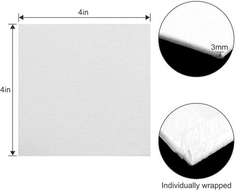 Dele 24 Pack Mini Canvas Panels 4x4 Artist Canvas Boards, Double-Wrapped Acid Free Small Art Canvas Value Pack for Oil & Acrylic Painting. in Kuwait