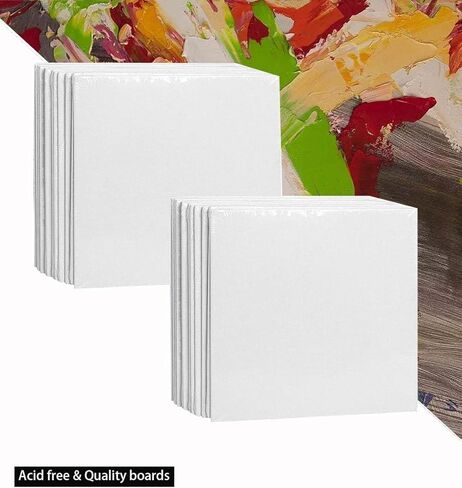 Dele 24 Pack Mini Canvas Panels 4x4 Artist Canvas Boards, Double-Wrapped Acid Free Small Art Canvas Value Pack for Oil & Acrylic Painting. in Kuwait