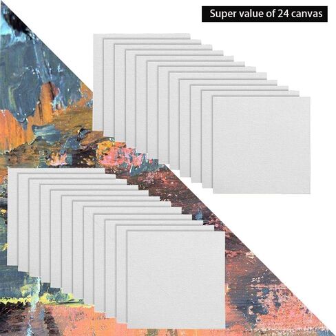 Dele 24 Pack Mini Canvas Panels 4x4 Artist Canvas Boards, Double-Wrapped Acid Free Small Art Canvas Value Pack for Oil & Acrylic Painting. in Kuwait