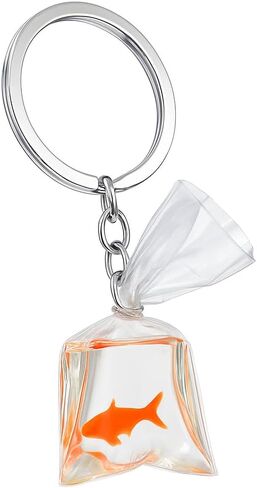 Goldfish Keychain – Fish Keychains Bag Charms for Women with Orange Goldfish & Clear Pouch Design, Cute Key Chains Gifts for Animal Lovers & Quirky Fun in Kuwait
