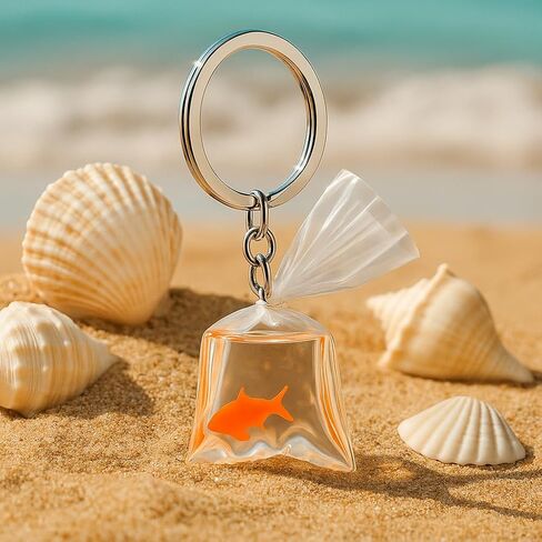 Goldfish Keychain – Fish Keychains Bag Charms for Women with Orange Goldfish & Clear Pouch Design, Cute Key Chains Gifts for Animal Lovers & Quirky Fun in Kuwait