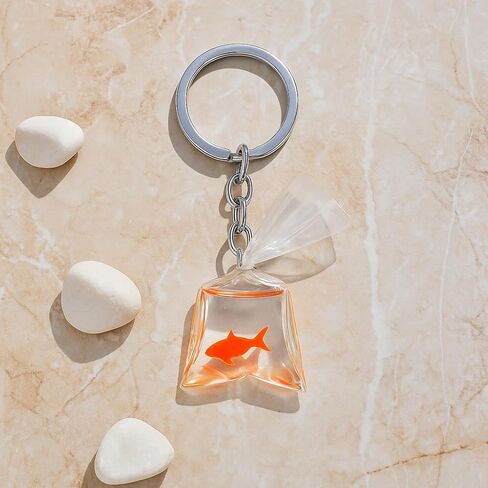 Goldfish Keychain – Fish Keychains Bag Charms for Women with Orange Goldfish & Clear Pouch Design, Cute Key Chains Gifts for Animal Lovers & Quirky Fun in Kuwait