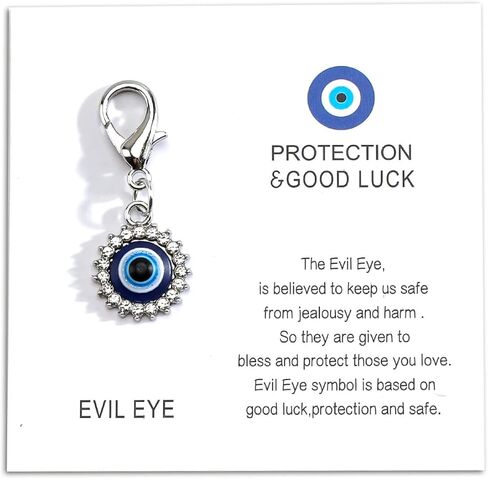 Evil Eye Keychain Crystal Keychain with Good Luck Card Evil Eye Gifts for Women Friends Birthday Christmas Valentine in Saudi Arabia
