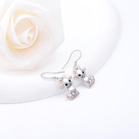 Cute Goat Earrings for Women - 925 Sterling Silver Animal Goat Dangle Drop Earrings Lamb Jewelry Gifts Hypoallergenic for Daughter Mother in Kuwait