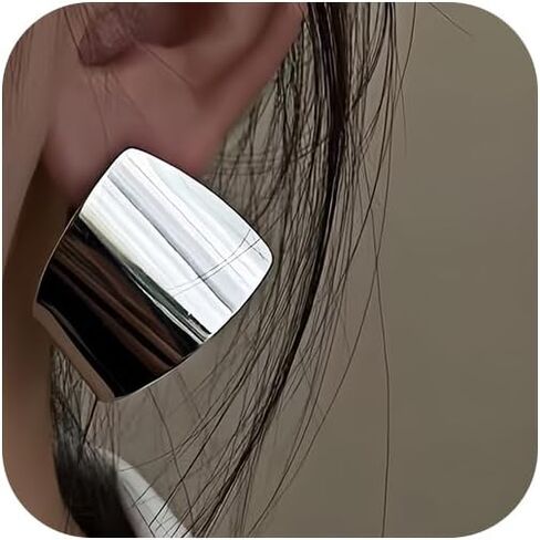 Gold Abstract Statement Earrings for Women Chunky Square High Polished Geometric Dangle Earring Trendy Large Costume Outfit Jewelry Exaggerated Accessories in Kuwait