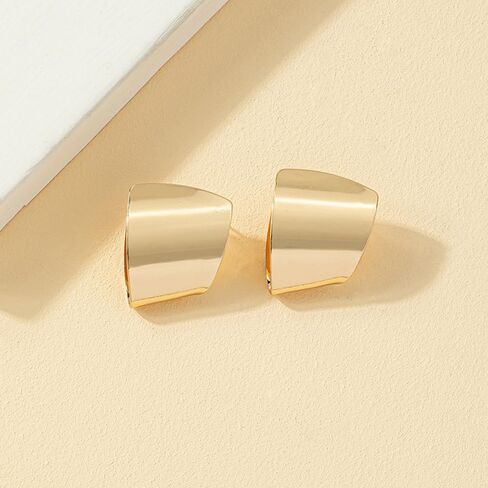 Gold Abstract Statement Earrings for Women Chunky Square High Polished Geometric Dangle Earring Trendy Large Costume Outfit Jewelry Exaggerated Accessories in Saudi Arabia