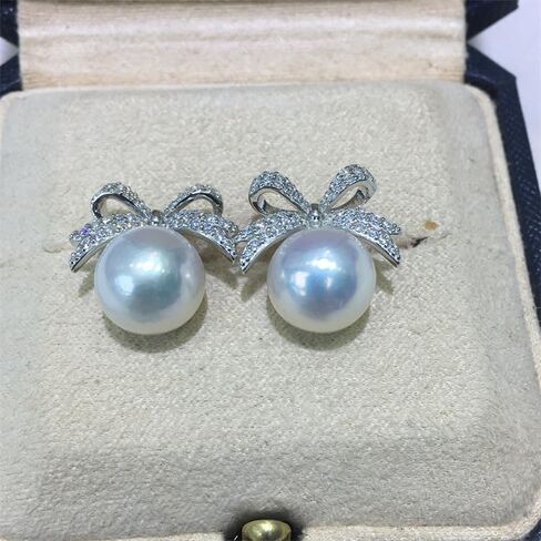ONLYJUMP Sparkly Bow Earrings - Pearl & Crystal Rhinestone Tassel Dangling Earrings for Women in Saudi Arabia