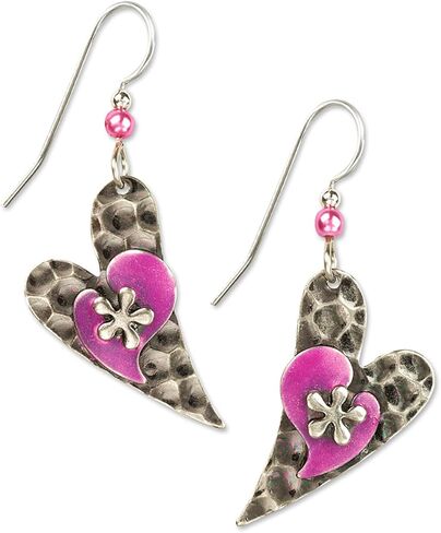 Silver Forest Hammered Heart Dangle NE-0617 in Saudi Arabia