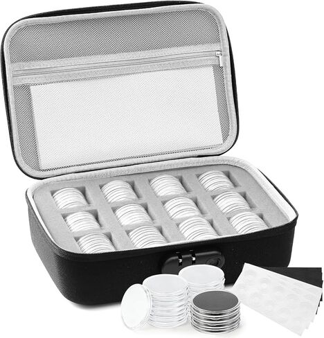 96 Pcs 46mm Coin Holders for Collectors Fireproof Coin Holders Case with Lock Coin Collection Supplies Coin Collection Holder Coin Capsule with 10 Size Gasket for Coins Collector in Saudi Arabia