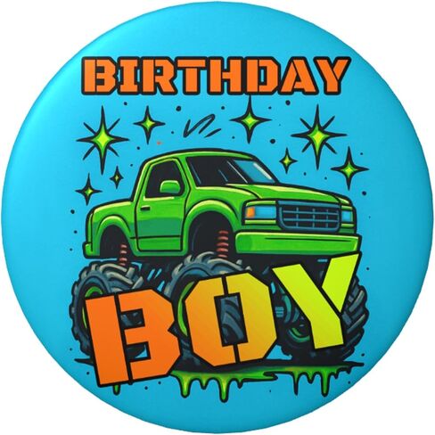 Birthday Boy Pin – Monster Truck Happy Birthday Button Badge, Truck Theme Party Decor for Race Day, Off-Road & Big Wheel Birthday Celebration, Photo Booth Prop & Gift Bag Favor, 2.25 Inch in Saudi Arabia
