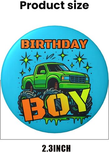 Birthday Boy Pin – Monster Truck Happy Birthday Button Badge, Truck Theme Party Decor for Race Day, Off-Road & Big Wheel Birthday Celebration, Photo Booth Prop & Gift Bag Favor, 2.25 Inch in Saudi Arabia