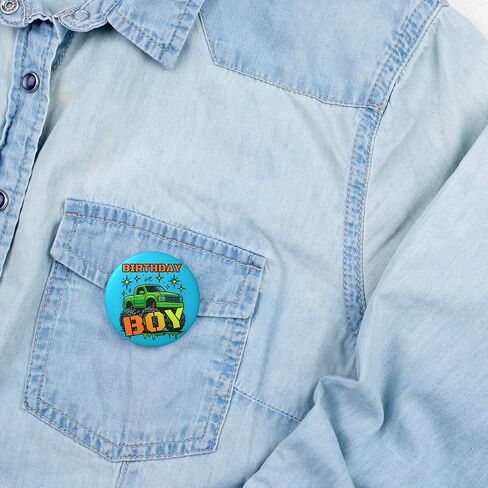 Birthday Boy Pin – Monster Truck Happy Birthday Button Badge, Truck Theme Party Decor for Race Day, Off-Road & Big Wheel Birthday Celebration, Photo Booth Prop & Gift Bag Favor, 2.25 Inch in Saudi Arabia