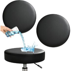 Bar Stool Covers Round Set of 2, Waterproof PU Seat Covers with Elastic Bands, Washable Cushion Slipcovers for 12 to 14 Inch Round Bar Stools in Kuwait