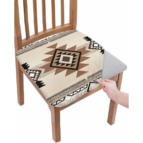 بوهو الغربية كرسي يغطي مقعد لغرفة الطعام 6 حزمة، جنوب غرب أمريكا الأصلية هندسية مريحة تمتد كرسي الأغلفة حامي وسادة للمطبخ مأدبة in Kuwait
