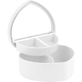 Heart Shaped Jewellery Box, Jewellery Organiser with Cosmetic Mirror, Jewellery Display Box for Girls＆Women (White) in Kuwait