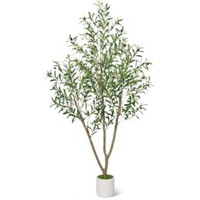 شجرة زيتون صناعية من تيمو بطول 6 أقدام، أشجار زيتون صناعية داخلية مع زارع أبيض، نباتات صناعية شجرة صناعية داخلية بأوراق واقعية وفواكه نابضة بالحياة، نبات صناعي لديكور المنزل والمكتب in Kuwait