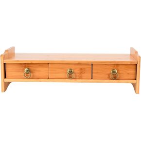 Ergonomic Monitor Stand with 3 Drawers, Heightened Computer Riser, Color - Non Absorbent Material, Spacious Storage, Ideal for Home and Office (With back panel primary color three drawstrings) in Kuwait